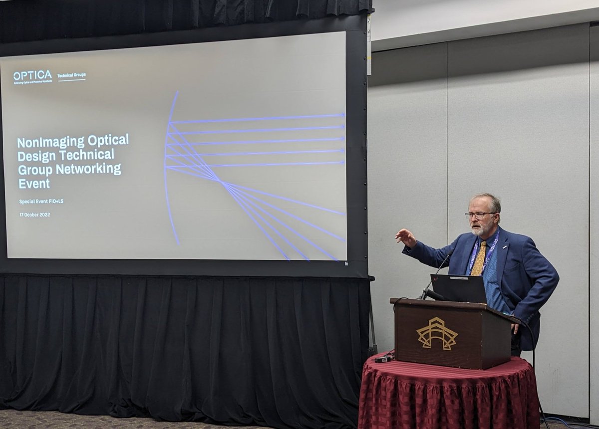 OpticaTechGroup's tweet photo. Our NonImaging Optical Design TG networking event is underway at #FiO22. Thanks @GroverSwartzlan for chatting with our attendees! https://t.co/8uOCvoVCl9