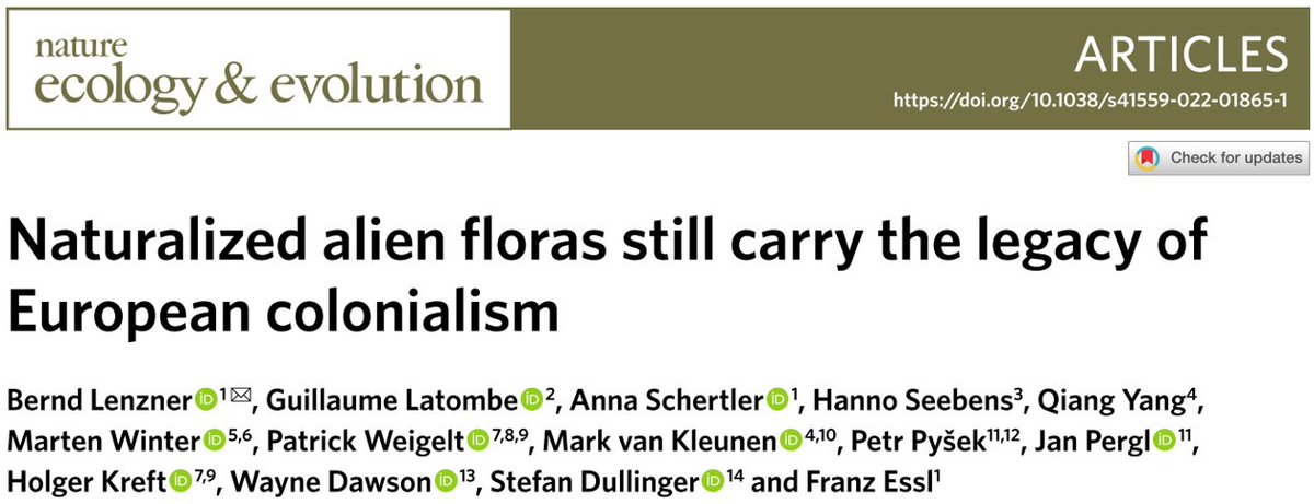 The legacy of European colonialism can still be detected in today's #alien #floras. The longer a region was occupied by an empire, the more similar the alien floras are still today. Our paper was just published in @NatureEcoEvo. See the press release here:eurekalert.org/news-releases/…