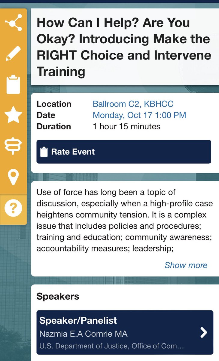 TheIACP's tweet photo. Join the IACP #CRITAC team, @iadlest, @COPSOffice, and @FayettevillePD to discuss the important topic of duty to intervene this afternoon in Ballroom C2 KBHCC at #IACP2022. https://t.co/71e7fEmgOz