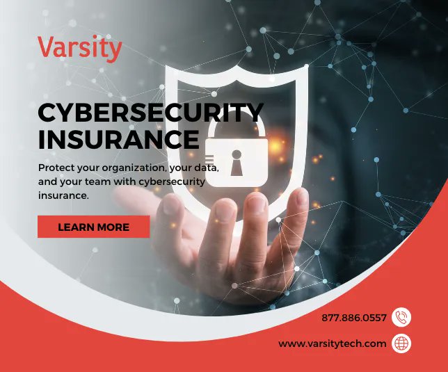 VarsityTech's tweet image. Have you explored cybersecurity insurance? It has many benefits for your organization such as protecting your financial losses that result from cybercrimes, covering any data breaches, offering legal support, and more. #CybersecurityInsurance #Cybersecurity #NonprofitSecurity