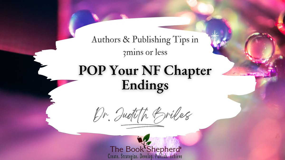 JudithBriles's tweet photo. NF authors offer solutions to delete the pain—add POP to your chapter endings Via @mybookshepherd @JudithBriles Briles #authorplatform #writingcommunity #selfpublishing #NF #chapterendings #bookmarketing #JudithBriles @FrugalBookPromo
Link here: https://t.co/0Xe5hkMIpH https://t.co/gU1umg1D85