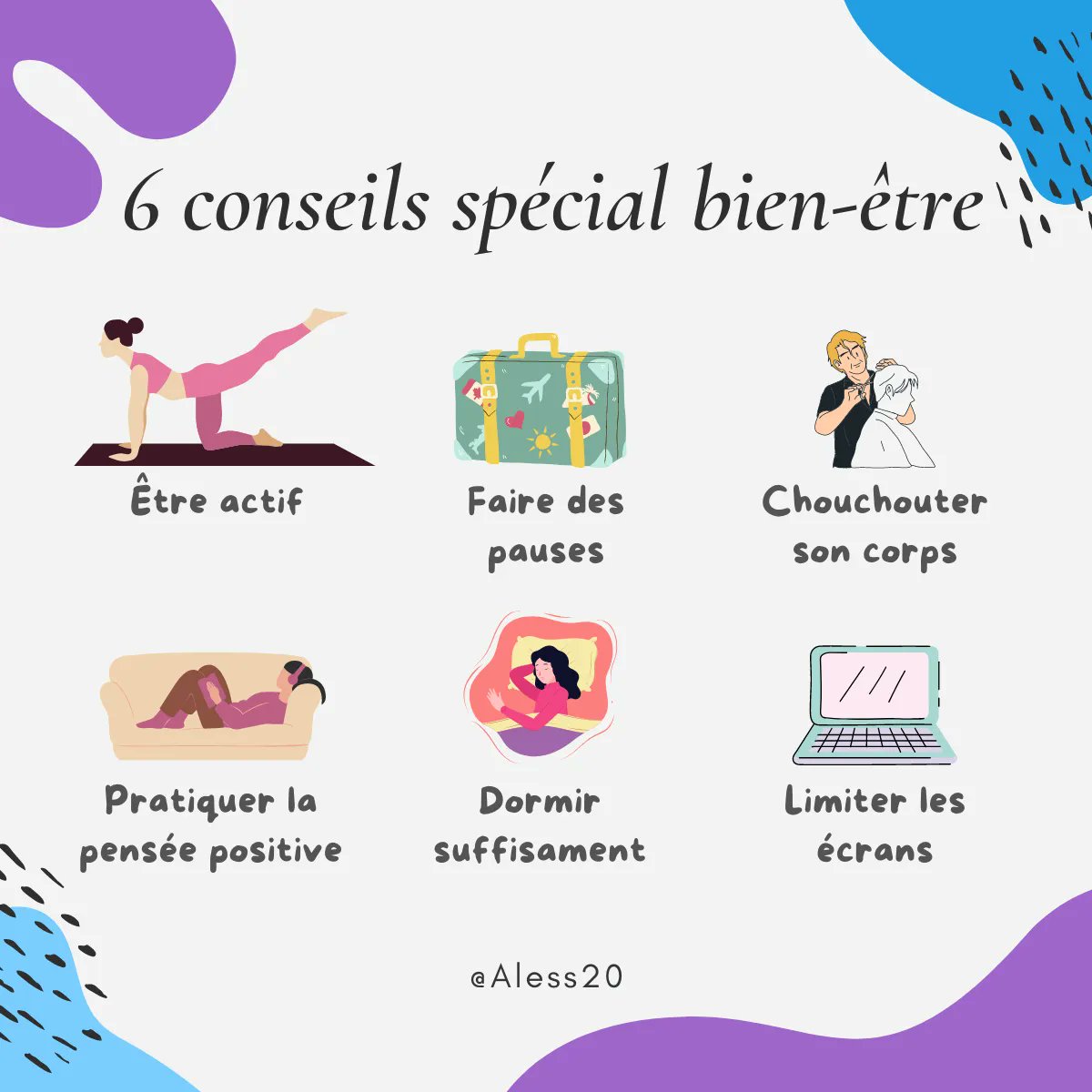 alesstwenty's tweet photo. 🧠 🫶 🤍  Sport, alimentation, sommeil, balade en plein air… Découvrez nos meilleurs conseils pour améliorer votre bien-être en vous faisant du bien au quotidien. 

#bienêtre #santémentale #meditation https://t.co/knsHJkfSmE