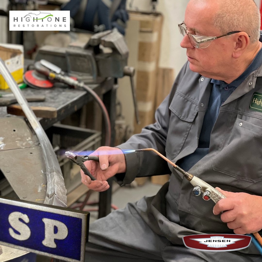 Martin's years of experience loading lead into the Jensen's tailgate comes in handy. Lead seals much better than body filler and flexes well with the metal without cracking. This Jensen will be factory fresh for years to come! #Jensen #nofiller #classiccars #jenseninterceptor