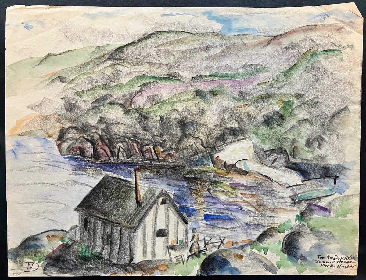 We're processing a collection of artwork by Nina Hepburn Dinwoodie who lived at #Cartwright with her husband, #HBC employee, W.A. Dinwoodie. This is a small sampling of the large group of drawings she created in the 1920s.  #WomensHistoryMonth #HBCArchives #Natsitok #NunatuKavut