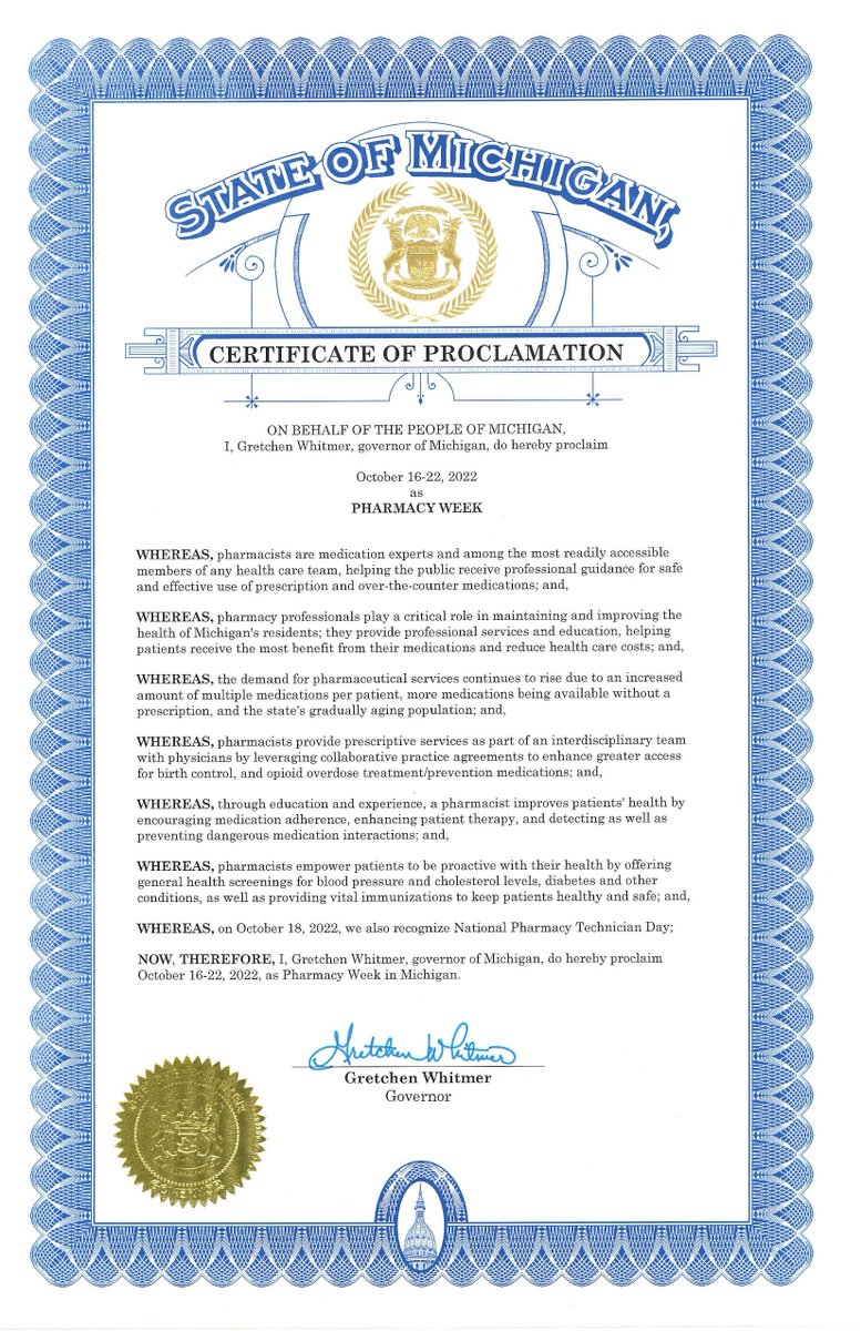 MIPharmacists's tweet photo. It's officially Pharmacy Week in the State of Michigan. MPA members, reach out to your elected representatives to let them know what matters to you: https://t.co/eKYUbhQUcg
#pharmacyweek #pharmacystrong #pharmacistsmonth #YouStandByUsAll #MiPharm https://t.co/Hc7sr4ro48