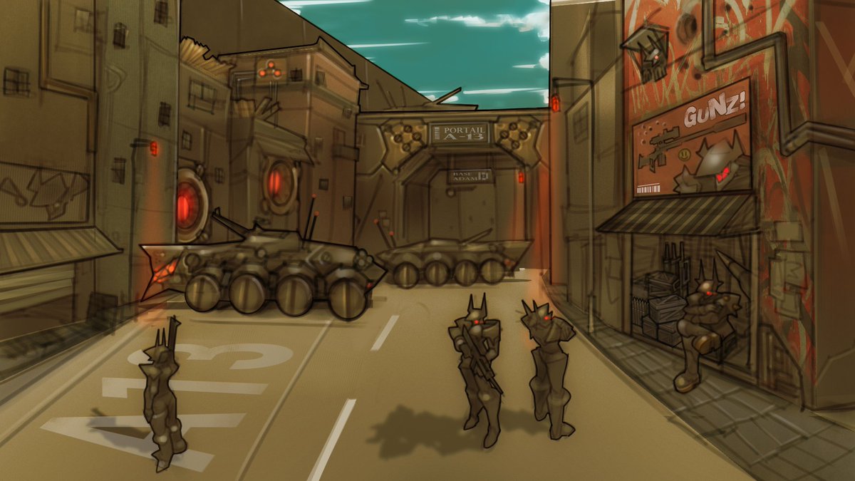 StudioAnther's tweet photo. Zone 13 is the name of the residential district of Ain Sof where the Principality accommodates androids that are currently on hold from duty.
#gameart #drawing #art #characterdesign #illustration #leveldesign #environmentdesign #digitalart #videogames #gaming #games #concept https://t.co/C54CRpEBrp
