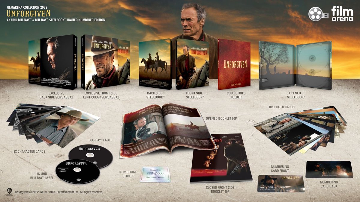 MediaStrikesBck's tweet photo. ** ARTWORK REVEAL **
Unforgiven (FAC Exclusive No.168) (4K UHD/Blu-ray Steelbook) COMING SOON FROM @FilmArena!
Group buys in progress over at Media Psychos and should begin shortly on Blu-ray & HiDefNinja!
#SteelBook #Filmarena #FAC #4KUltraHD #4kUHD #FilmTwitter https://t.co/hr30kEbv6q