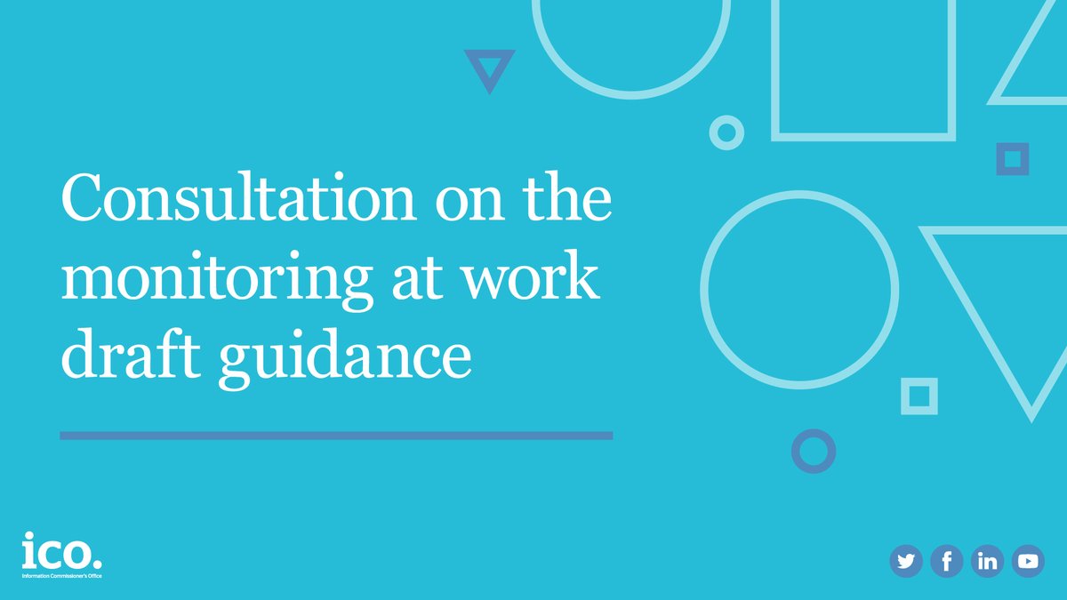 ICOnews's tweet photo. We're looking for views on our new draft monitoring at work guidance. It includes areas such as automated processing, monitoring telephones and using biometric data. 

We want to know what you think of the guidance - let us know: https://t.co/Skn1Ck2Gfi https://t.co/ezSWss3QSH