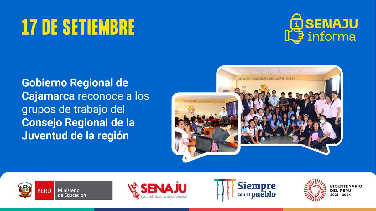 📌 Mediante Resolución N.° D295-2020-GR.CA/CGR, el Gobierno Regional de Cajamarca reconoció la conformación de los grupos de trabajo y comité de vigilancia del #COREJU. Saludamos esta importante iniciativa que impulsa la participación organizada de la juventud en la región.