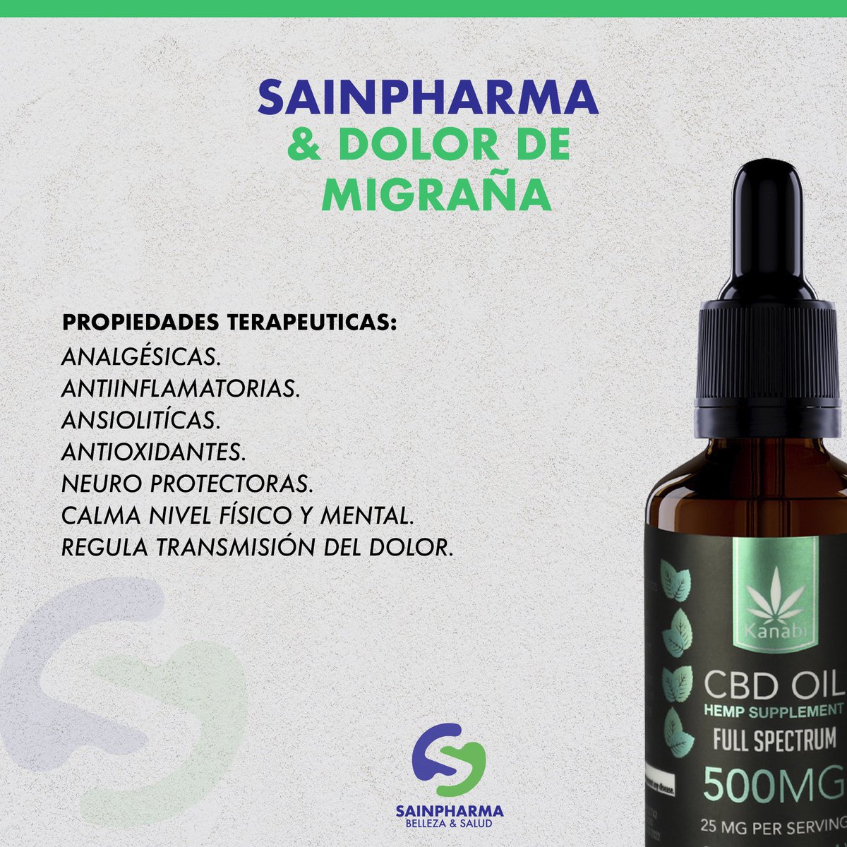 Sainpharma1's tweet photo. ¿Sufres de dolores de cabeza intensos o migrañas 😵‍💫🤕?⁣

El CBD puede ayudar regulando la liberación de serotonina, combatiendo la inflamación y controlando el espasmo vascular, entre otras cosas. 💚⁣

Contáctanos 📲 encontraremos el aceite que se adapte a tus necesidades https://t.co/kj85JvfFXq