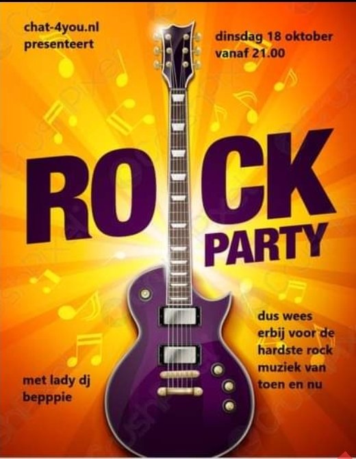 Morgenavond #rockavond 🤘🤘 21.00 uur bij chat-4you.nl met DJ #Beppie... 👇 See you there 👆