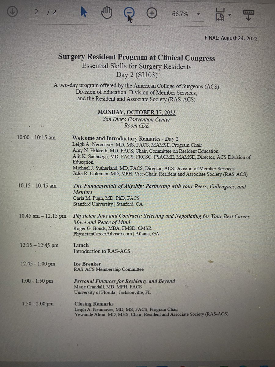 JuliaColemanMD's tweet photo. And so it continues!! Join us for Day 2 of the @RASACS Surgery Resident Program at the @AmCollSurgeons #ACSCC22 #RASatCC today! @LeighNeumayer @YewandeAlimiMD @KaitlinRitterMD https://t.co/PIeRKTdlrf