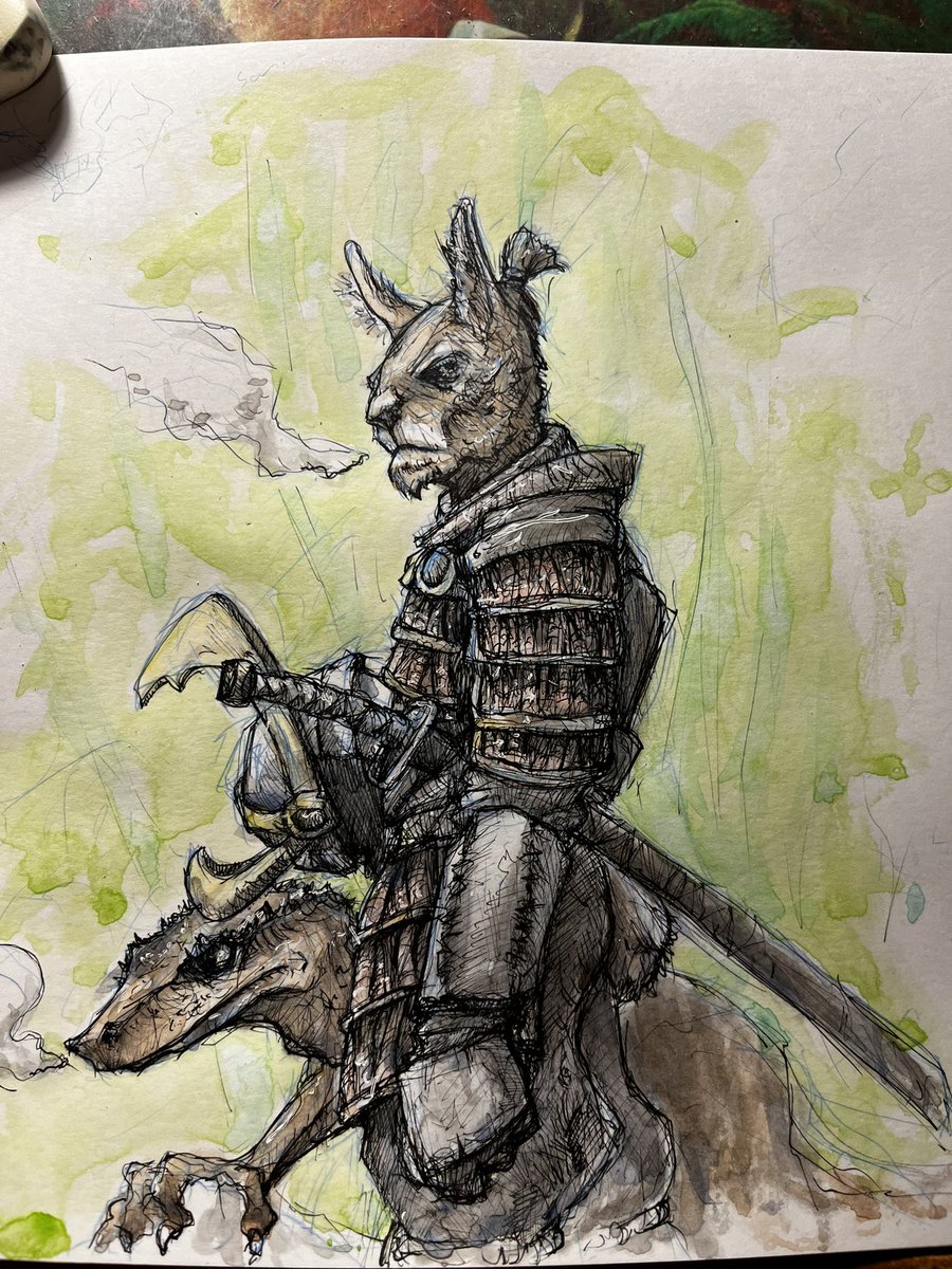 drgnflghtimages's tweet photo. Rabbitfolk samurai with his crested gecko companion!
#rabbitfolk #gecko #crestedgecko #geckoart #samurai #samuraiart #creatureart #creaturedesign #creatureartist #creatures #fantasycreatues #creatureconcept #conceptart #conceptdesign #fantasyart #pen #penandink #watercolorart https://t.co/Ut3yW8xiov