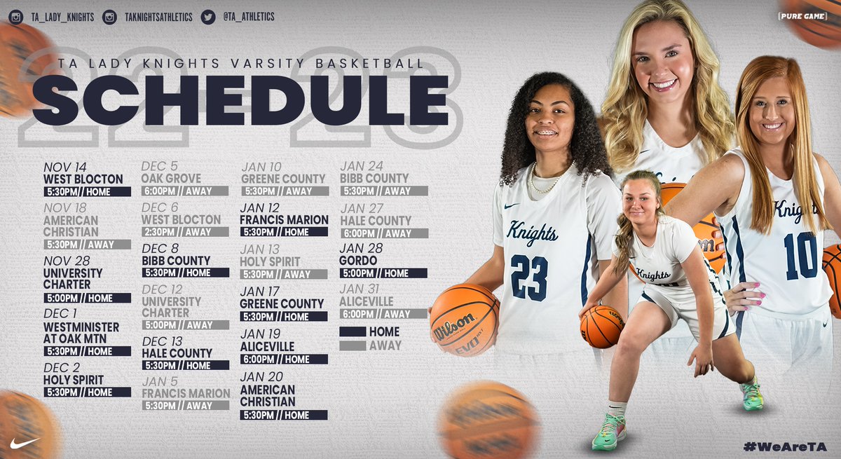 Four Weeks from today TA LADY KNIGHTS HOOPS🏀will tip-off at Tuscaloosa Academy!
#WeAreTA #TuscaloosaAcademy
<a href="/taknightsfan/">Tuscaloosa Academy</a> <a href="/PureGameSports/">PURE GAME SPORTS NETWORK</a> <a href="/AHSAAUpdates/">AHSAA</a> <a href="/coachbradstarks/">Brad Starks</a>