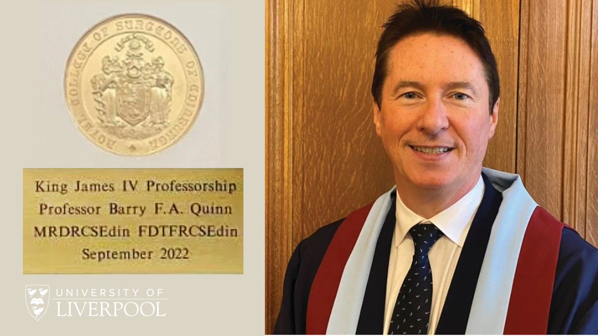 Congratulations to the Prof Barry Quinn, Chair in Restorative Dentistry & Dental Education, Academic Lead & Head for Restorative Dentistry, University of Liverpool, School of Dentistry on his King James IV Professorship of the @RCSEd award. Lecture: tinyurl.com/ProfQuinn