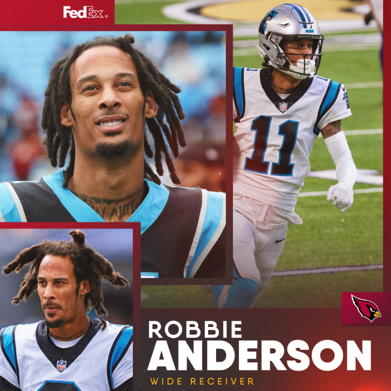 AZCardinals's tweet photo. We have agreed to a trade with the Carolina Panthers for WR Robbie Anderson.
