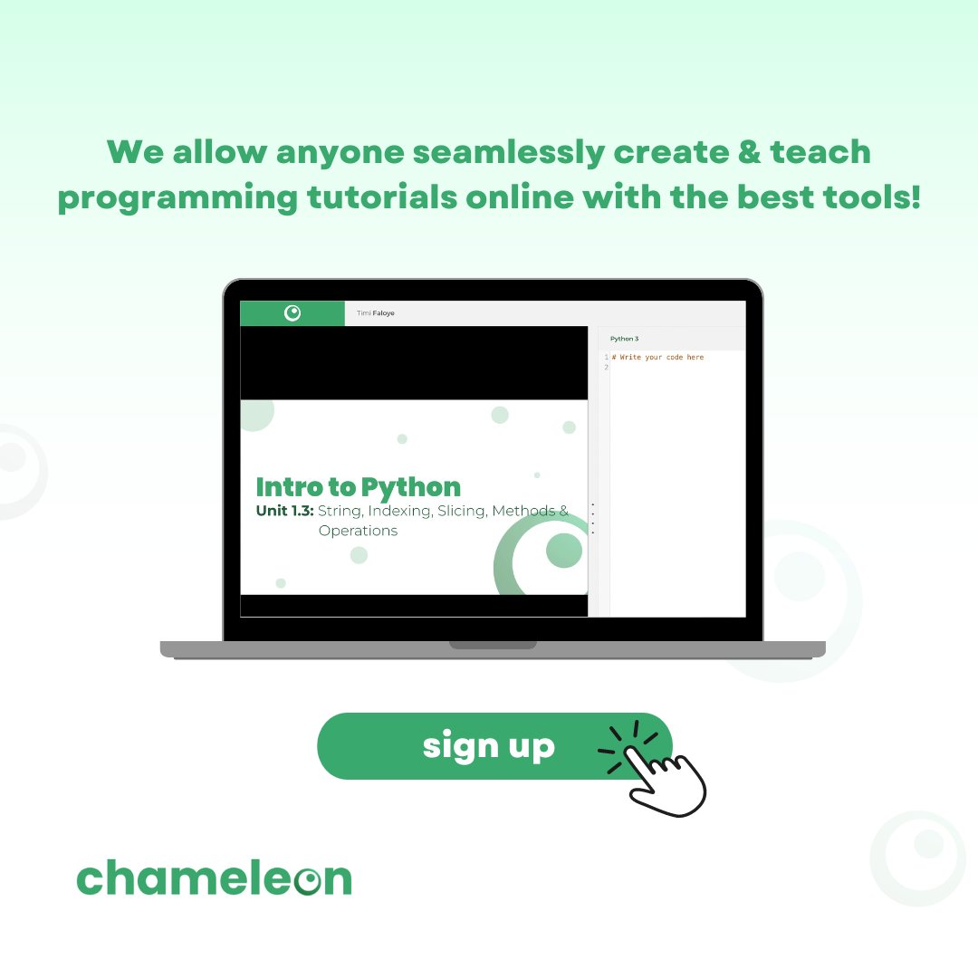 BuildQL's tweet photo. Are you an educator interested in creating tech content?

Chameleon makes it easy for you to create and teach your programming tutorials online.

We are the best place to teach and learn how to code!

Join the waiting list for our beta and launch here: https://t.co/1JrEtAaC0v https://t.co/5XsjtniAZI