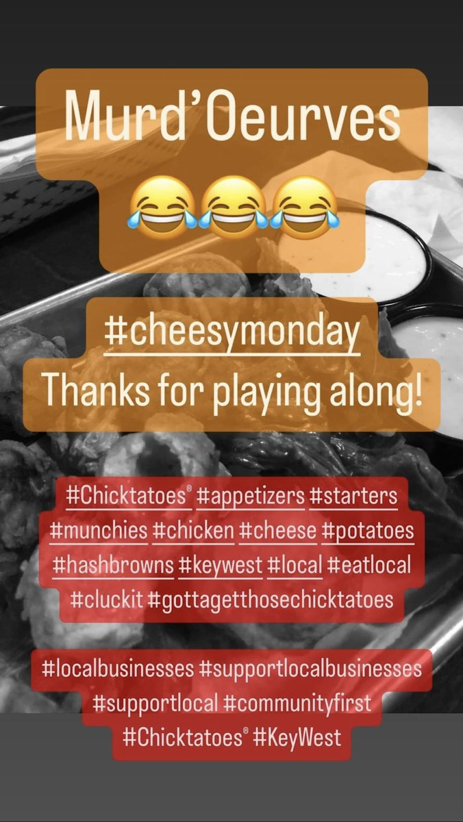chicktatoes's tweet photo. #cheesymonday

#Chicktatoes® #appetizers #starters #munchies #chicken #cheese #potatoes #hashbrowns #keywest #local #eatlocal #cluckit #gottagetthosechicktatoes

#localbusinesses #supportlocalbusinesses #supportlocal #communityfirst #Chicktatoes® #KeyWest 🐓🧀🥔 https://t.co/9FTuf4LvpR