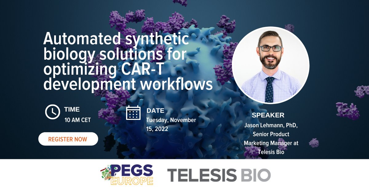 Gene fragments, variant libraries, and discovery grade mRNA can all be built at scale.  

Jason Lehmann will present at PEGS Europe demonstrating how our automated synthetic biology workstation can rapidly accelerate CAR-T/TCR workflows.

Register here: bit.ly/3qCohPp
