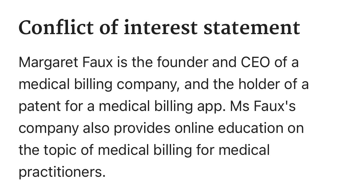 skyekinder's tweet photo. There is also a pretty clear conflict of interest in this story, whereby Dr Faux quite literally holds the patent for an app that would position itself as the solution to this problem, and whereby she is the CEO of a for-profit business specialising in Medicare billing. https://t.co/bLM2sSpXYC