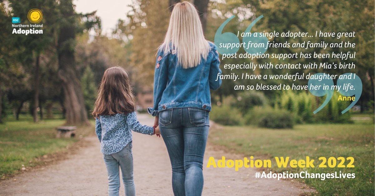 NI Adoption Week 2022 (15-22 October)
If you think you could offer a child a loving home through adoption, why not get in touch with HSC NI Adoption to find out more.
📞Call 0800 0720 137

#HSCNIAdoption #AdoptionChangesLives #AdoptionNI #NIAdoptionWeek22