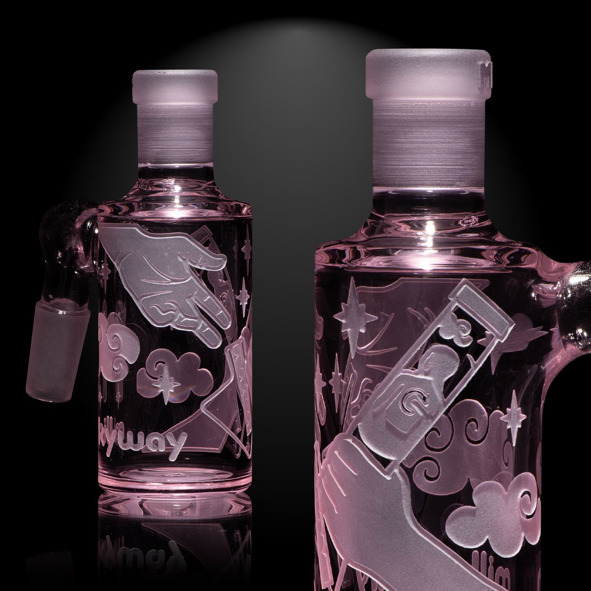 milkyway_glass's tweet photo. Upgrade your beaker to 'Midnight Sessions' with this NEW pink dry ashcatcher! #MidnightCollection #SandblastSpecialists #MilkywayGlass ❄️ https://t.co/xZLTyoQjb8