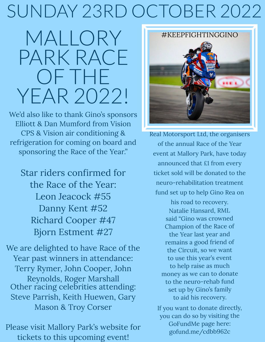 alfiemumford46's tweet image. Mallory Park Race Of The Year 🏆 
Sunday 23rd October 2022. 

#KEEPFIGHTINGGINO 🧡🧡🧡