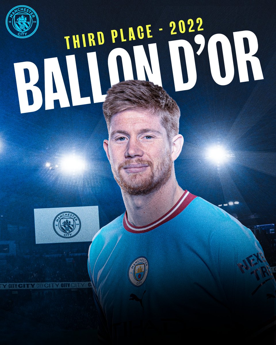 Congratulations to @KevinDeBruyne, third in the 2022 #BallondOr! 🤩