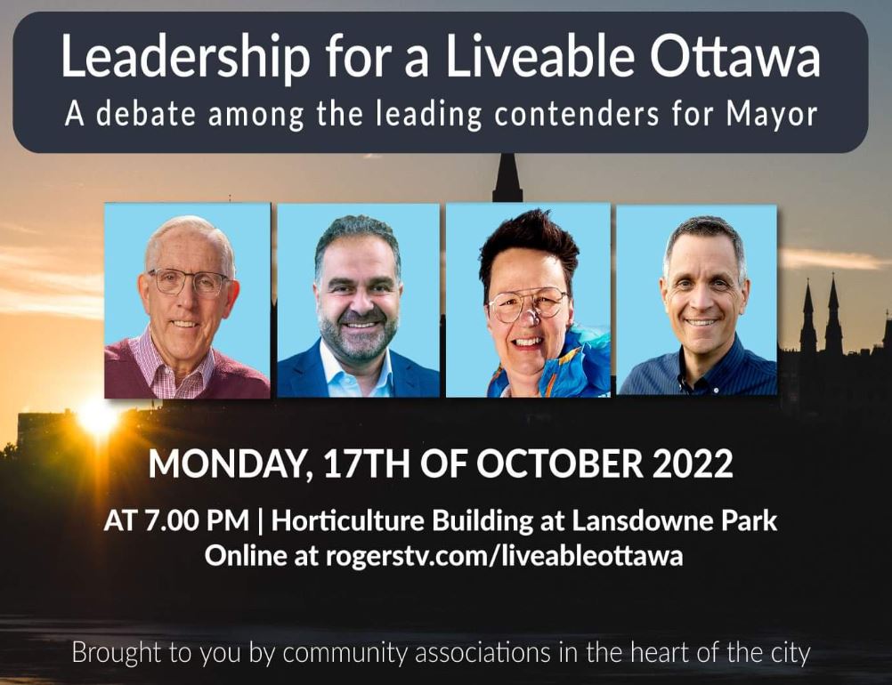 It's debate week in the #ottcity mayoralty race, starting tonight at 7 p.m. at the Horticulture Building. There's still time to attend in person, or you can watch online at rogerstv.com/lievableottawa #ottnews #ottvote