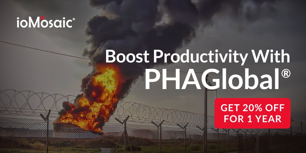 ioMosaic's tweet image. PHAGlobal® software simplifies the performance and record-keeping of PHAs and DHAs. Request your demo and get 20% off for 1 year! bit.ly/3rI7jPT
#processhazardanalysis #OSHA #processsafetysoftware