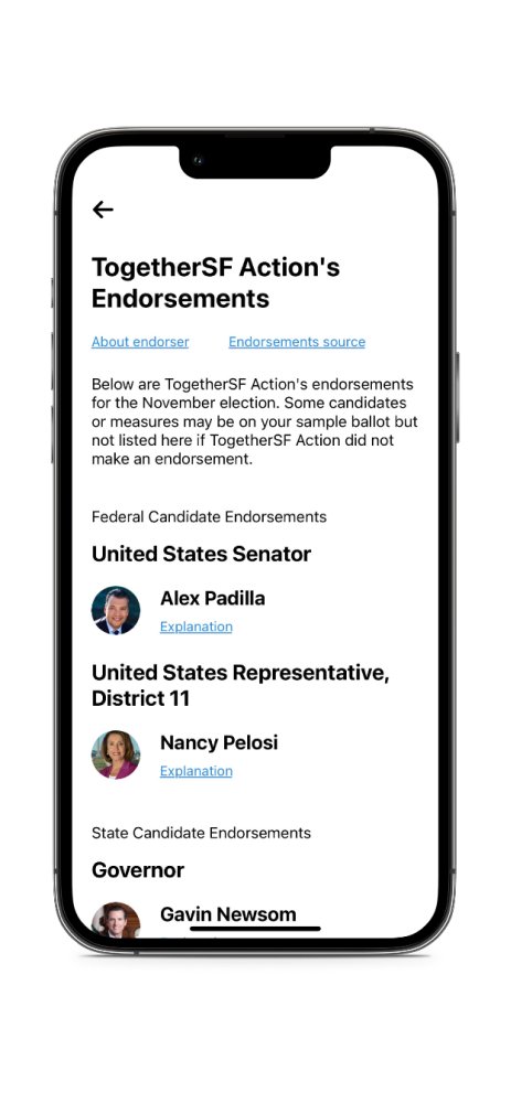 VoteSF_app's tweet image. New data update (1/2): we've added data for @TSFAction! TogetherSF Action is a non-profit helping San Franciscans better understand and participate in local government. Check out their #VotingGuide for the #SanFrancisco #Election!