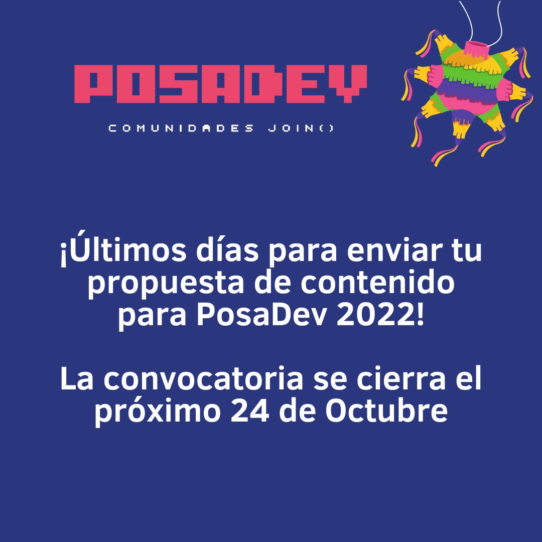 posadev's tweet photo. Devcompitas, no se queden fuera y participen como speakers en PosaDev 2022. 

Manden sus propuestas por acá: https://t.co/OfSAvGTXKB https://t.co/lNMEfUJRyn
