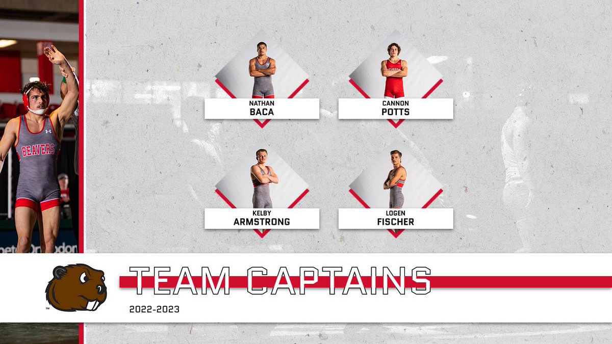 MSUBeaversWR's tweet photo. Your 2022-2023 Team Captains. Congratulations Nathan Baca, Kelby Armstrong, Cannon Potts, and Logen Fischer https://t.co/xwXvk4MmPE