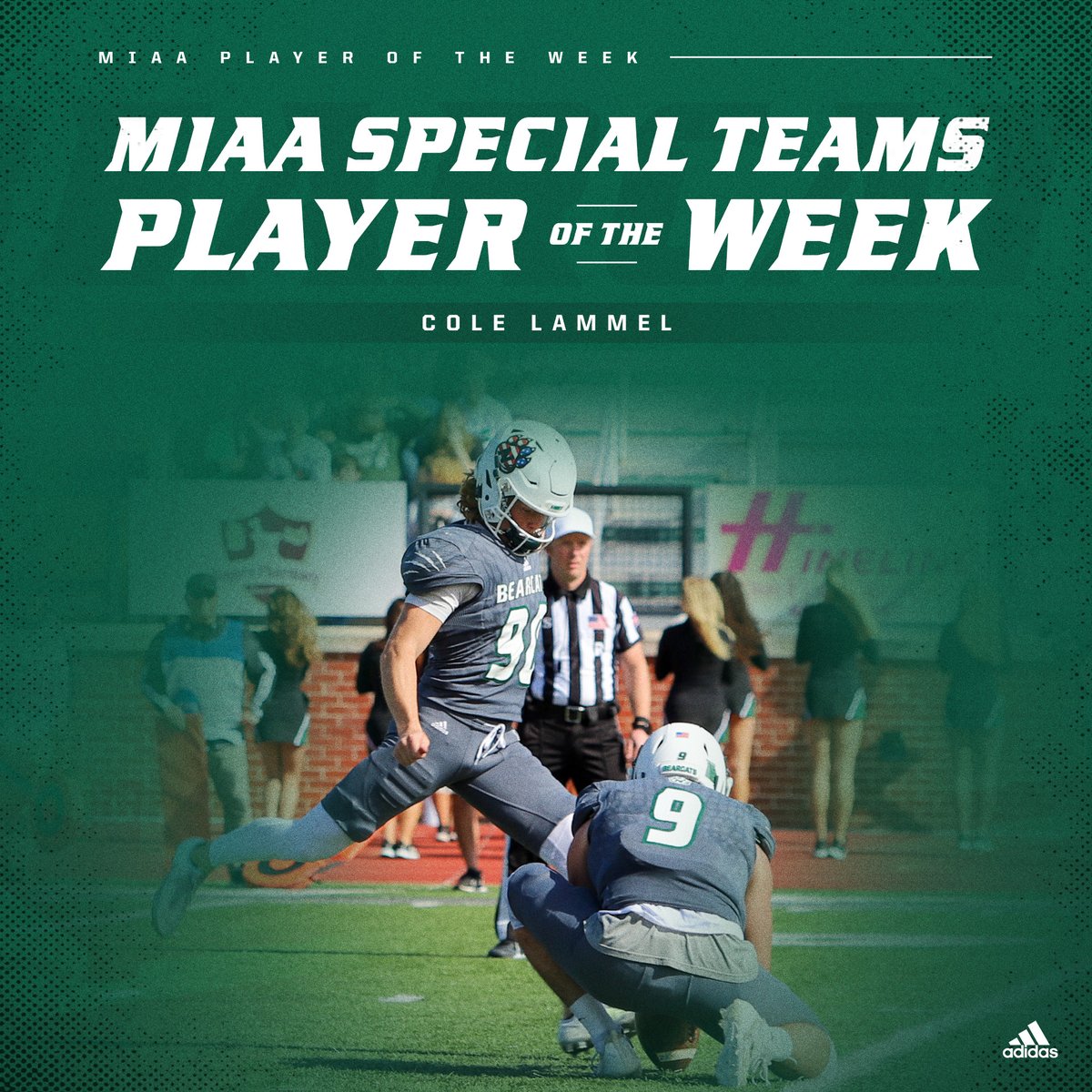 The <a href="/NWBearcat_FB/">Northwest Football</a> team swept the MIAA's weekly player awards. Cole Lammel (Special Teams), Sam Phillips (Defense) and Kashan Griffon (Offense) took home the MIAA's honors. #OABAAB 

bit.ly/3yLQmIu