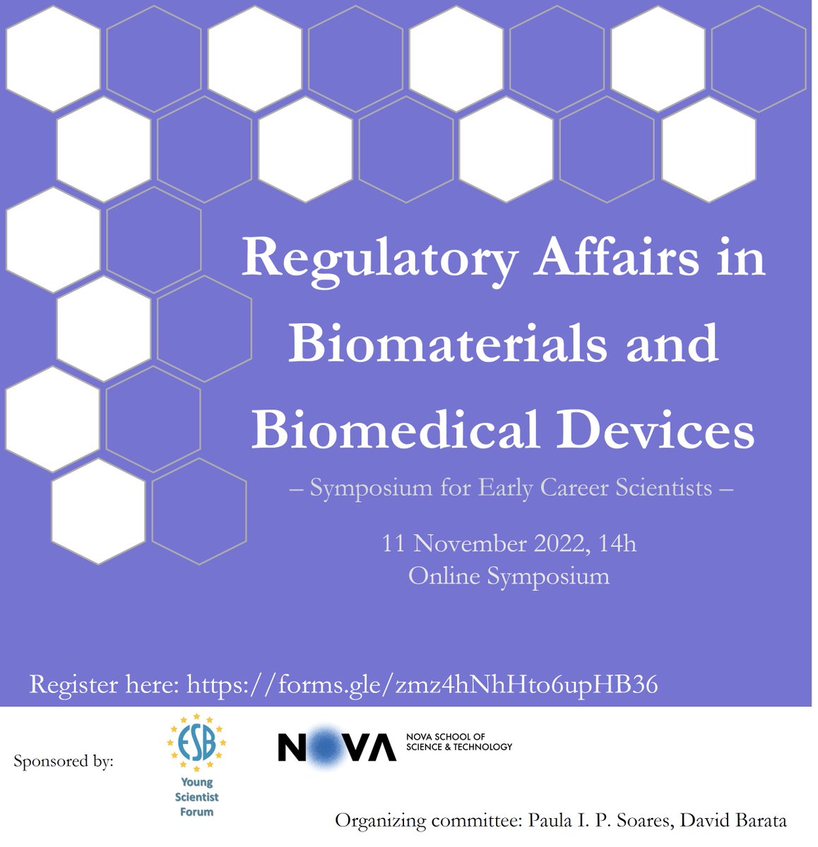 PaulaIPSoares's tweet photo. SAVE THE DATE!!!!
Are you a Young Scientist in the Biomaterials field? Then this symposium is for you!!!
Get an insight into Regulatory Affairs in Biomaterials and Biomedical Devices!
Register Here: 
https://t.co/0MpIXl22Fd

Sponsored by @YSF_ESB https://t.co/gsqsPV6ZTj