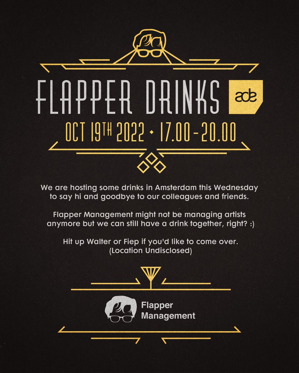 Flapper Drinks at ADE this Wednesday. To say hello and goodbye. Hit me up for RSVP Link. #flappermanagement