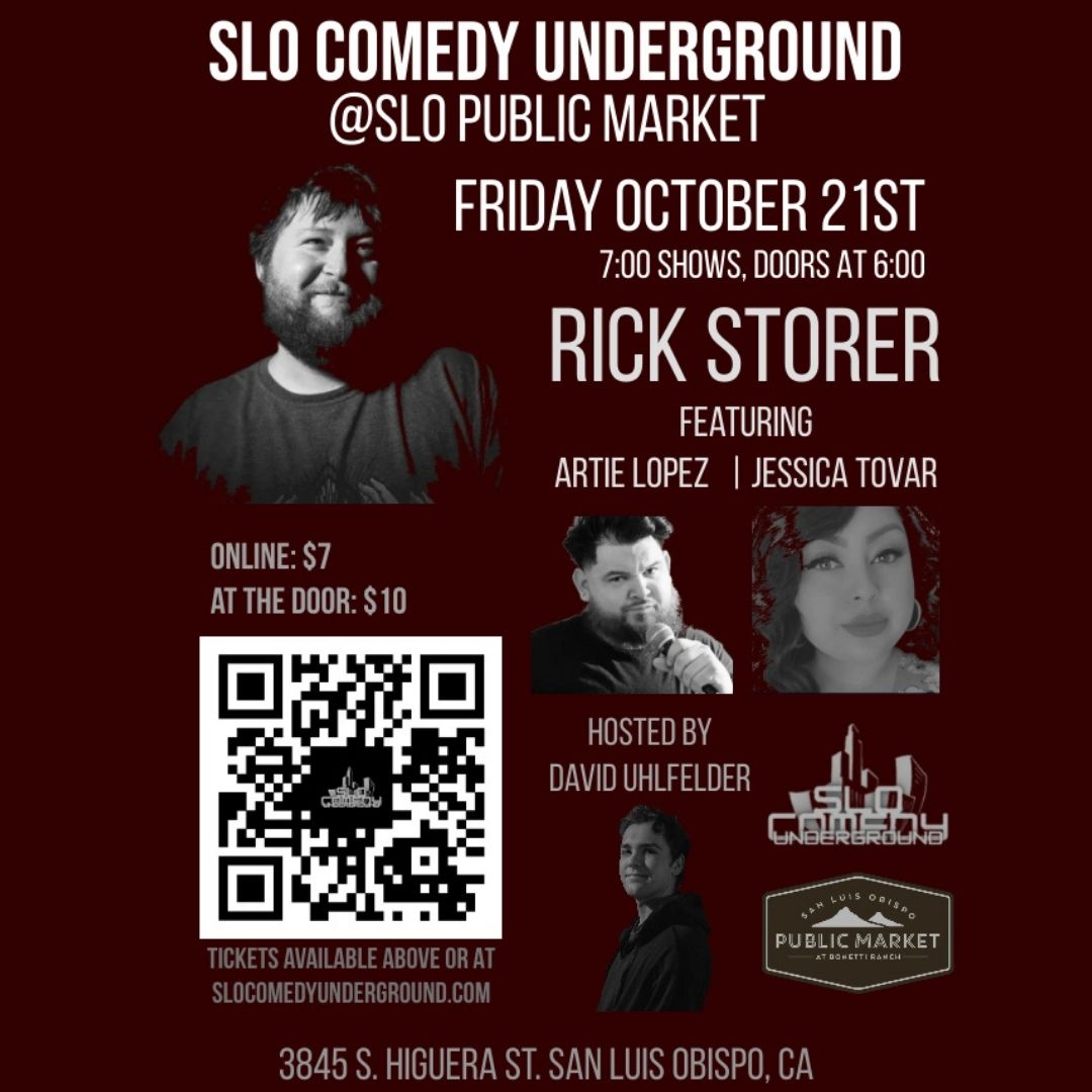SLO Public Market (@slopublicmarket) on Twitter photo Don't forget about Comedy Night this Friday! Join us for a night filled with laughs. Tickets just $7
slocomedyunderground.com/event-details-… Don't forget about Comedy Night this Friday! Join us for a night filled with laughs. Tickets just $7
slocomedyunderground.com/event-details-…