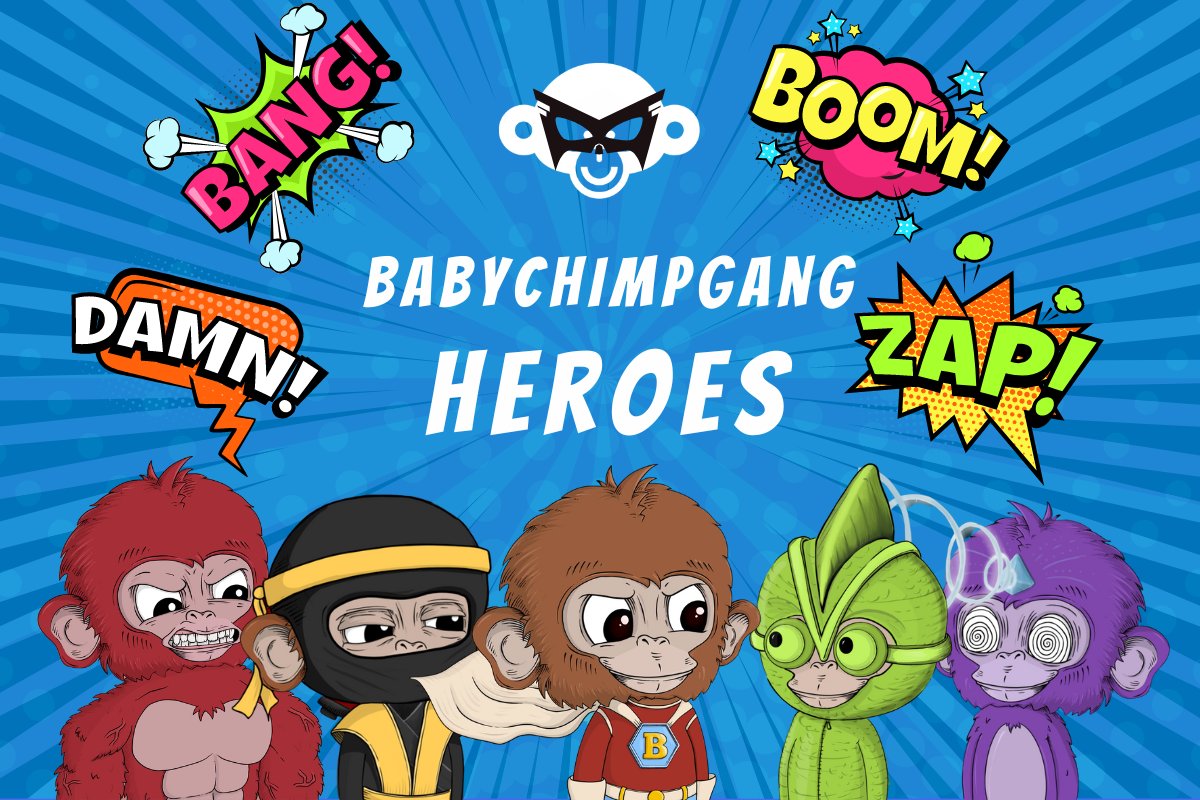 #BackIntoSpotlight BabyChimpGang Heroes 🦸🐵

In Feb '22 we came up with a new idea. Why not running a raffle where you get airdropped tickets/buy in cheap and win amazing prizes? The #BCG Lottery was born. The main prizes: 5 animated BabyChimps based on superheroes.