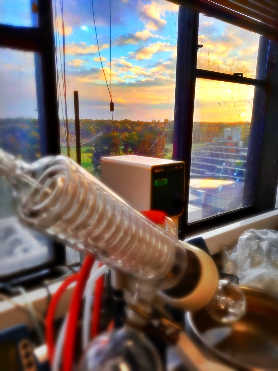 Sunset over the rotavap in my new lab <a href="/UEA_Chemistry/">UEA Chemistry</a>

Like the view? Looking for a PhD (Chemistry/Biology inferface)? Still time to apply (Closes 27th Nov):

uea.ac.uk/course/phd-doc…