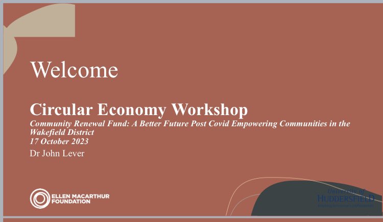 DrJohnLever's tweet photo. Great discussions at our #CircularEconomy workshop in #Wakefield today @UoHBusinessSch @HuddersfieldUni @LabYorkshire #thirdsector #communityrenewal https://t.co/i9t7vAWT9s