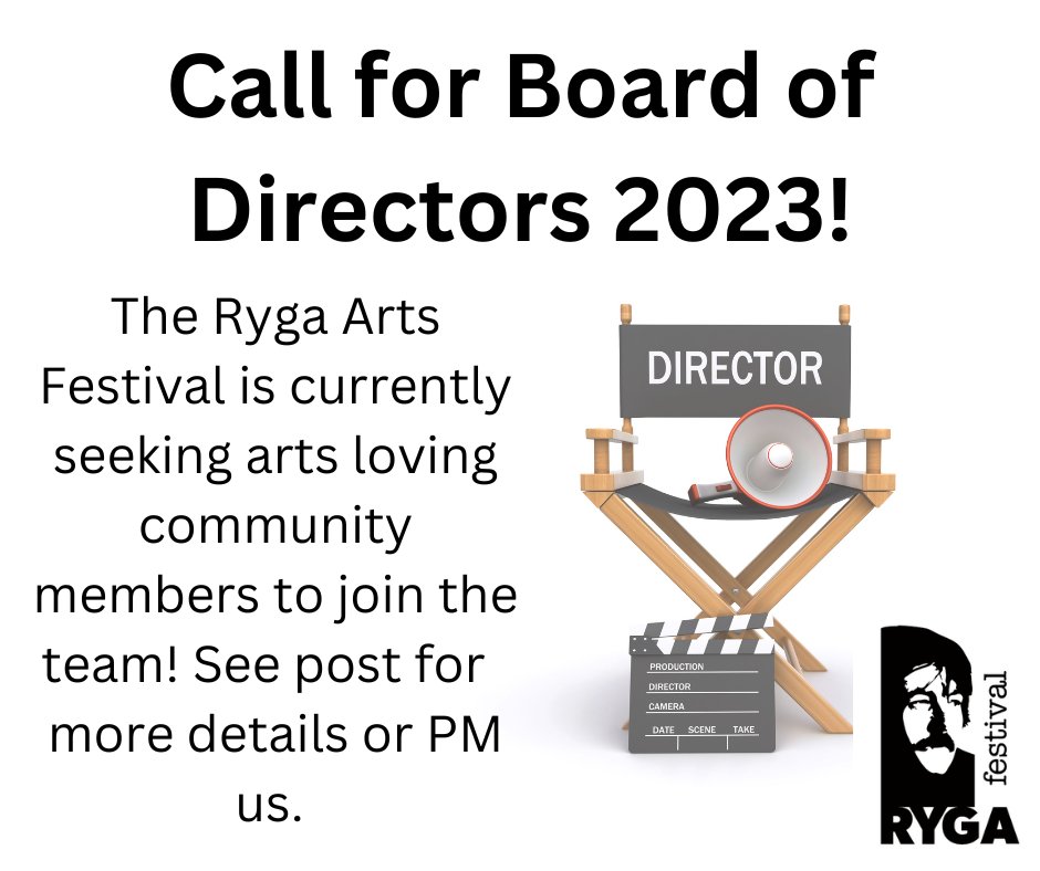 The Ryga Arts Festival is looking of new board members to join our team and help us plan for our 8th season in 2023!  Please email gm@rygafest.ca if you want more information.