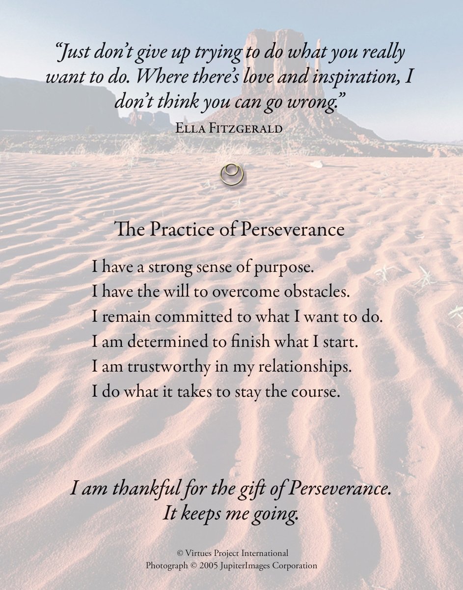 VIRTUE OF THE WEEK (10.17.22): Perseverance - Staying the course for however long it takes. Steadfastness and persistence in pursuing our goals.
Sign up to receive the Virtue of the Week by email:
cfvi.net/programs/virtu…