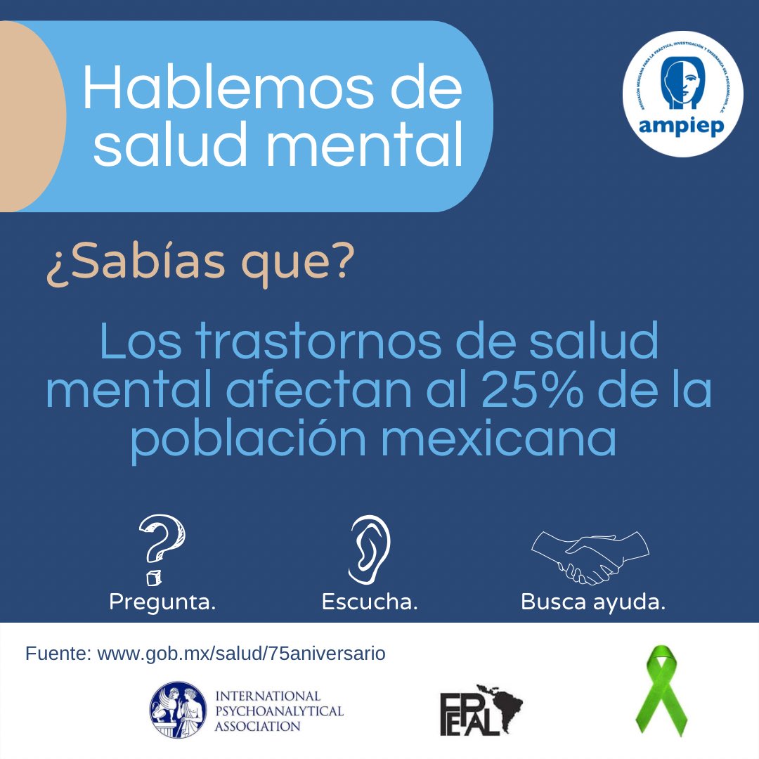 AMPIEPac's tweet photo. La salud mental es tan importante como la física. Hablemos de salud mental.
En AMPIEP contamos con una Clínica de atención Psicoanalítica https://t.co/NOUyHcTxIp
#AMPIEP #psicoanalisis #saludmental #saludmentalmexico #HablemosDeSaludMental #ipa #fepal https://t.co/9gkFQBrSVE