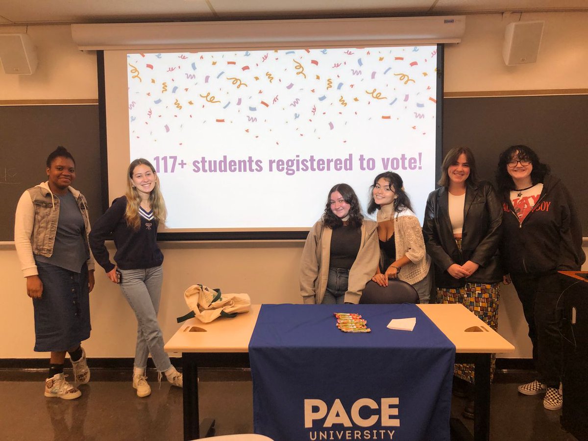 CCARNYC's tweet photo. Shoutout to our #PaceVotes team for registering 117+ students to vote in the first month of the school year alone!  

We're still hard at work supporting #PaceU voters. Stop by our office (1PP, Y31) or email vote@pace.edu to make sure you are ready to vote in Nov!  🗳️ https://t.co/LjzeD6iit0