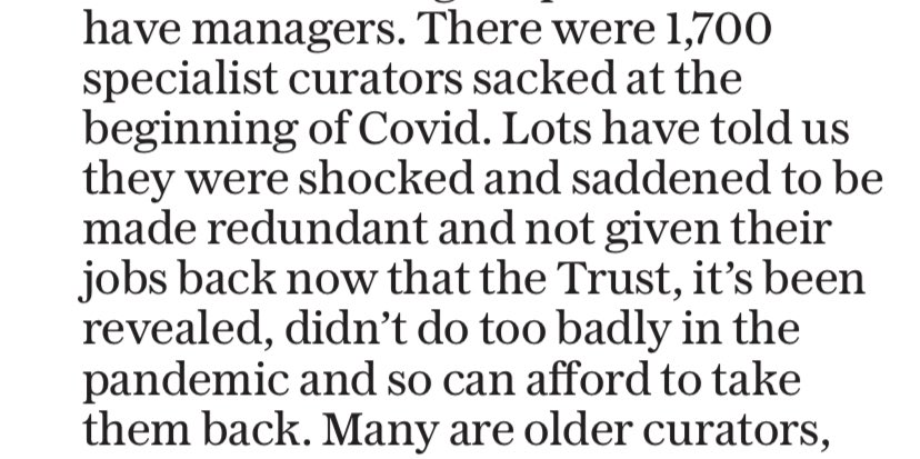 On Saturday the Daily Telegraph ran an interview with the Director of ‘Restore Trust’ claiming that the National Trust ‘sacked 1,700 curators’ at the start of covid. The number of curator redundancies was 8.