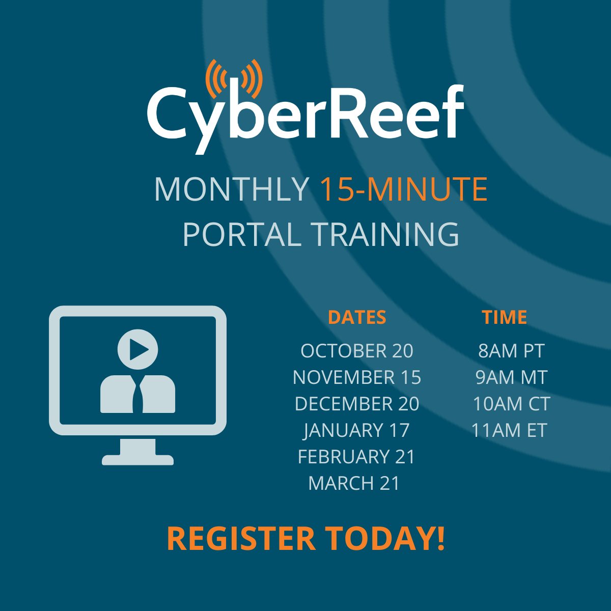 CyberReef's tweet image. We are kicking off our portal training series in celebration of #cybersecurityawarenessmonth  Give us 15 mins and we will show you how to get business actionable information from our intuitive portal.  

Register today:  bit.ly/3CDFsWj

#cybersecurity #privatenetwork