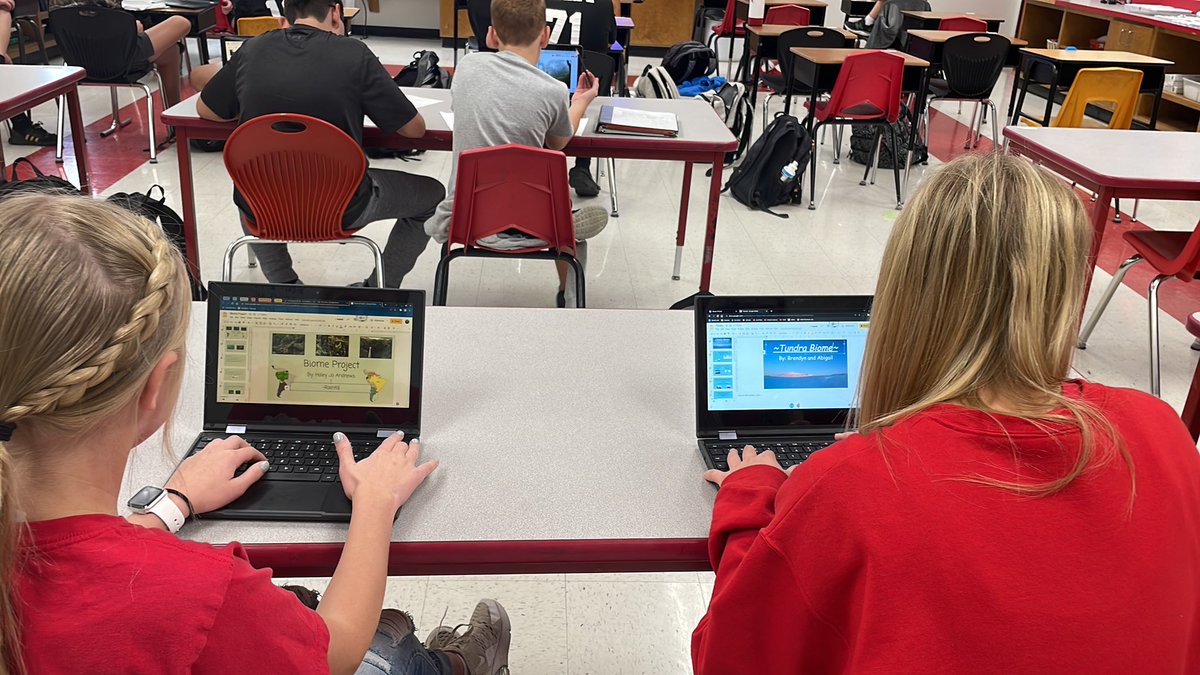 dauncox's tweet photo. 7th gr Students using Google Slides for Biome Partner Projects!  Great Collaboration!! 
#techtrickortreat   #Theleopardway https://t.co/s1JgkUeNC8