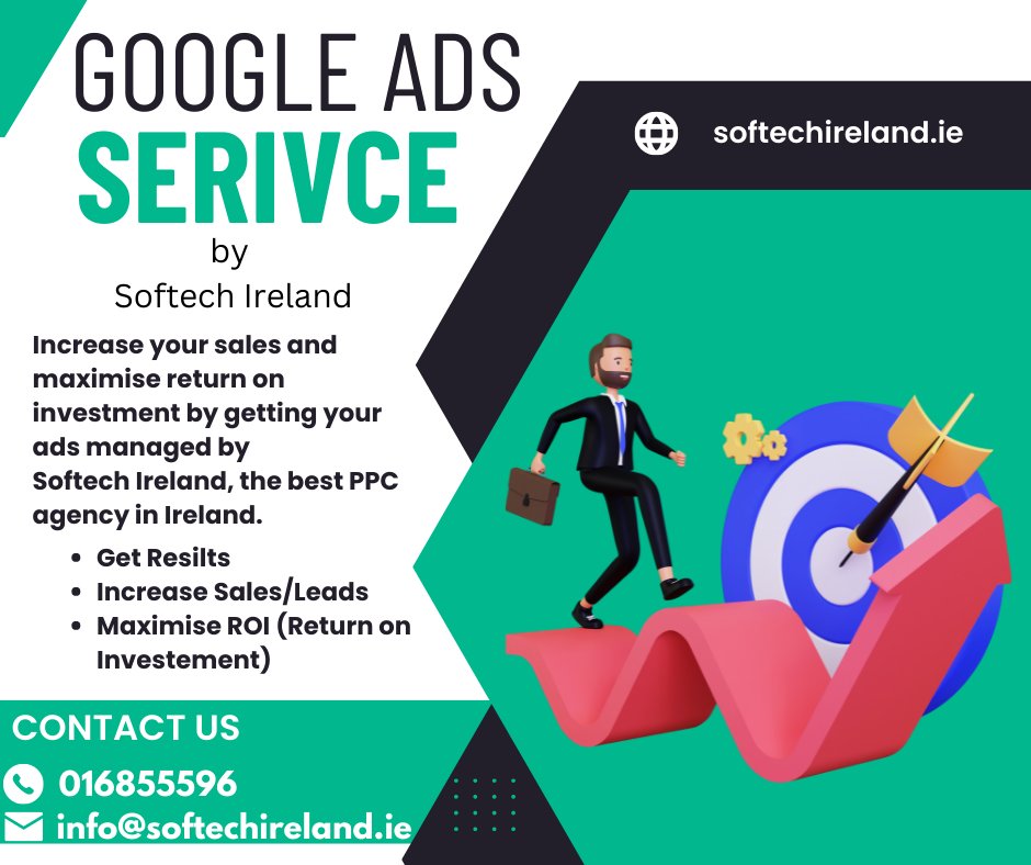 softechireland's tweet image. Get your Google ads managed by Softech Ireland, best Google Ads agency in Ireland.
For affordable Google Ads (PPC) service, Feel free to contact us at
Website: softechireland.ie
Tel: 016855596
Email: info@softechireland.ie
#googleadsservices #ppcserviceireland #googleadsppc