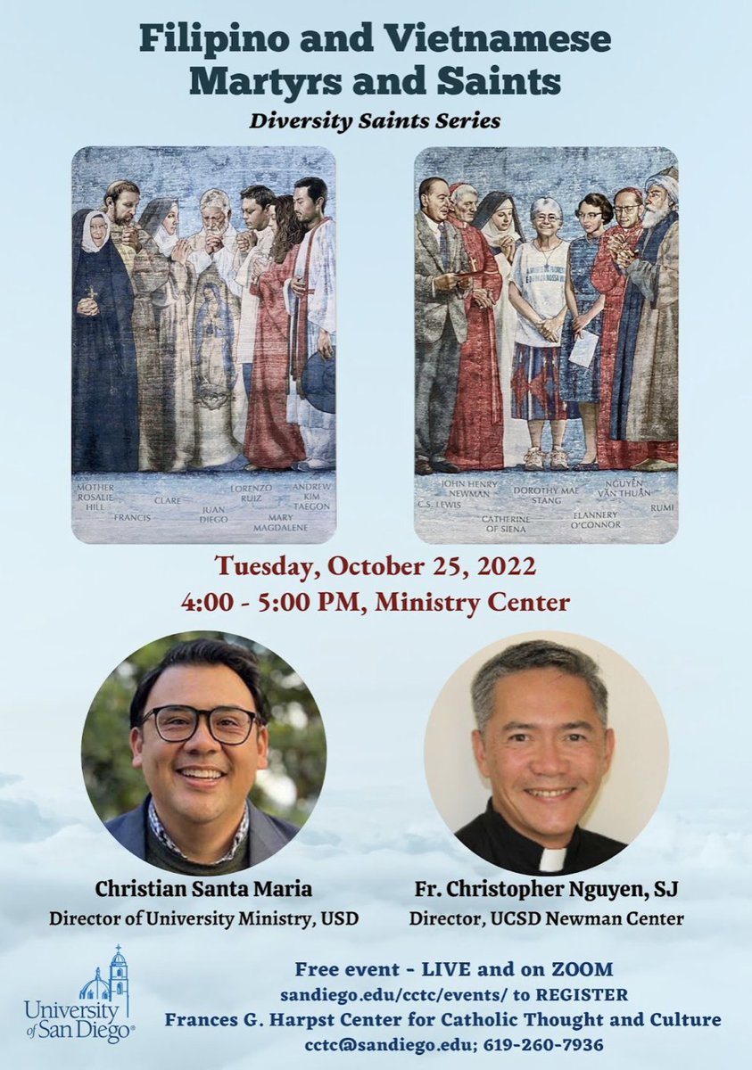 Join us on Tuesday, October 25 for a talk on Filipino and Vietnamese Martyrs and Saints. Christian Santa Maria, Director of University Ministry, a first-generation Filipino-American, will share the significance of St. Lorenzo de Manila.
docs.google.com/forms/d/e/1FAI…