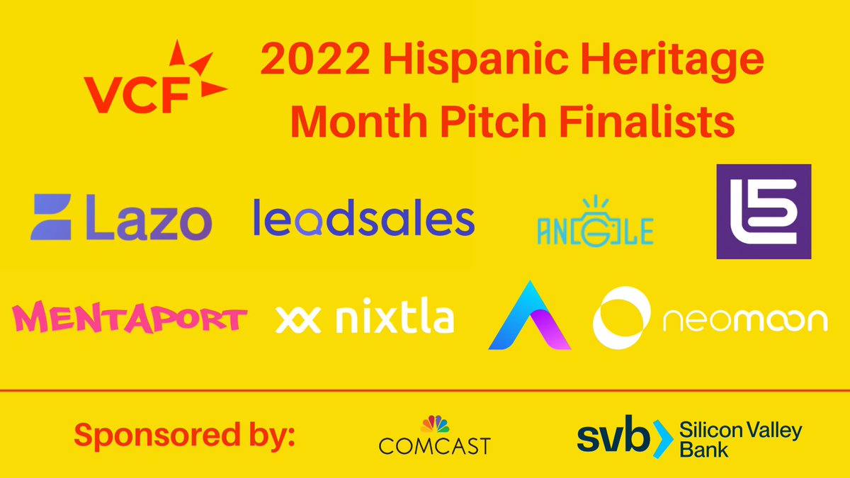 VCFamilia (@FamiliaVc) on Twitter photo 2022-10-17 17:37:55 🥁 We are excited to announce the finalists for our Hispanic Heritage Month Pitch Competition. Congrats to: @AvvinueHQ @neomoonapp @angleplatform @L5Automation @MentaportInc @nixtlaincb @Leadsales_io @lazous! Make sure to RSVP lu.ma/vcfpitch2022 🥁 We are excited to announce the finalists for our Hispanic Heritage Month Pitch Competition. Congrats to: @AvvinueHQ @neomoonapp @angleplatform @L5Automation @MentaportInc @nixtlaincb @Leadsales_io @lazous! Make sure to RSVP lu.ma/vcfpitch2022